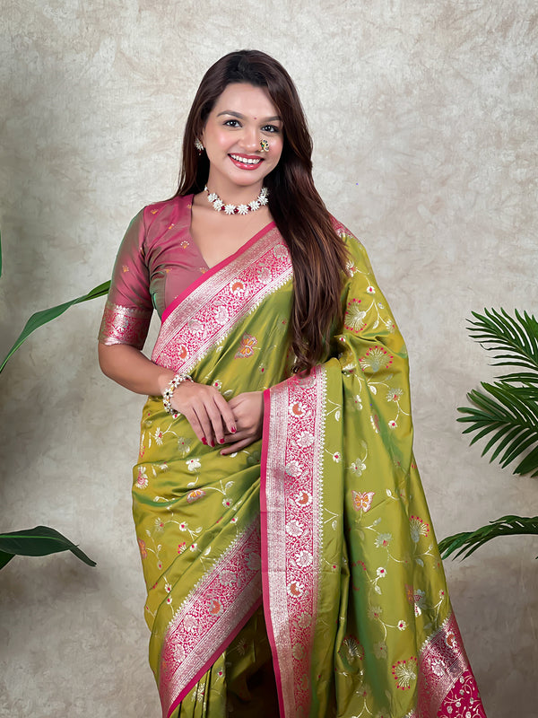 Premium Banarasi Soft Silk Saree With Blouse Piece