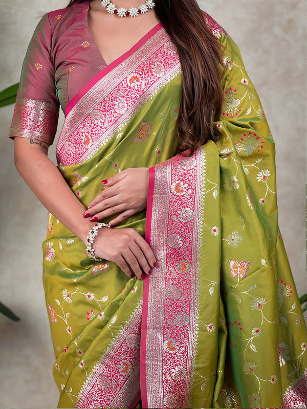 Premium Banarasi Soft Silk Saree With Blouse Piece