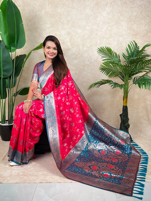 Premium Banarasi Soft Silk Saree With Blouse Piece