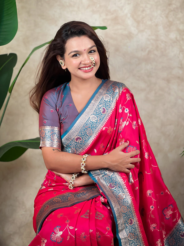 Premium Banarasi Soft Silk Saree With Blouse Piece