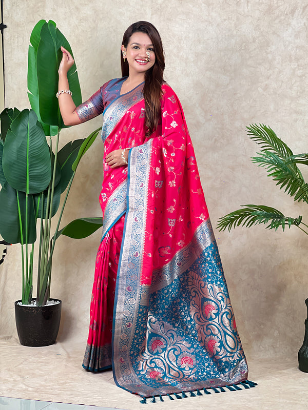 Premium Banarasi Soft Silk Saree With Blouse Piece