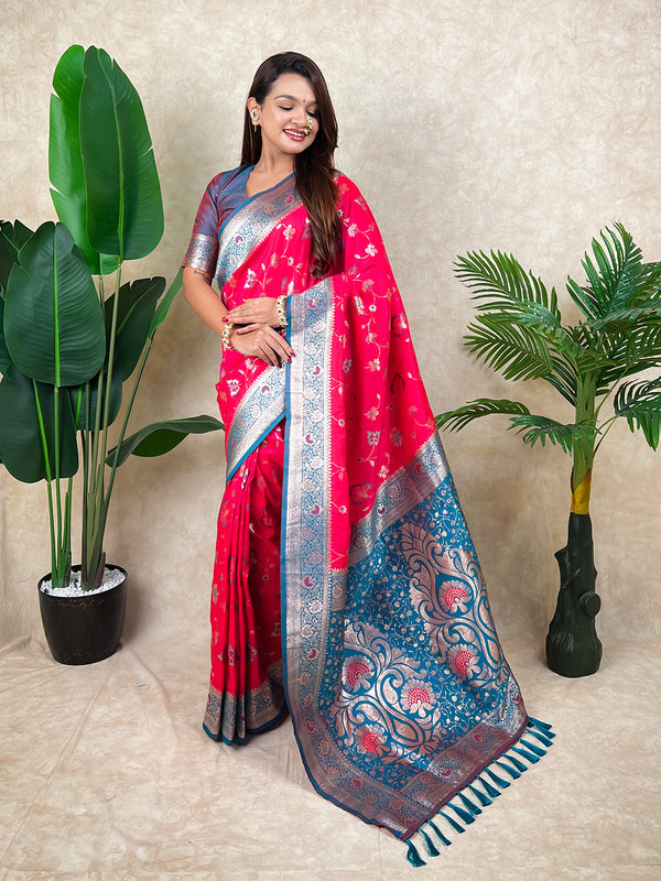 Premium Banarasi Soft Silk Saree With Blouse Piece