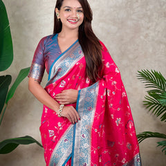Premium Banarasi Soft Silk Saree With Blouse Piece