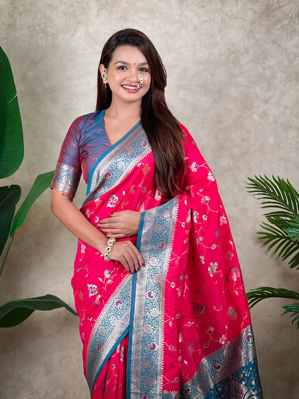 Premium Banarasi Soft Silk Saree With Blouse Piece