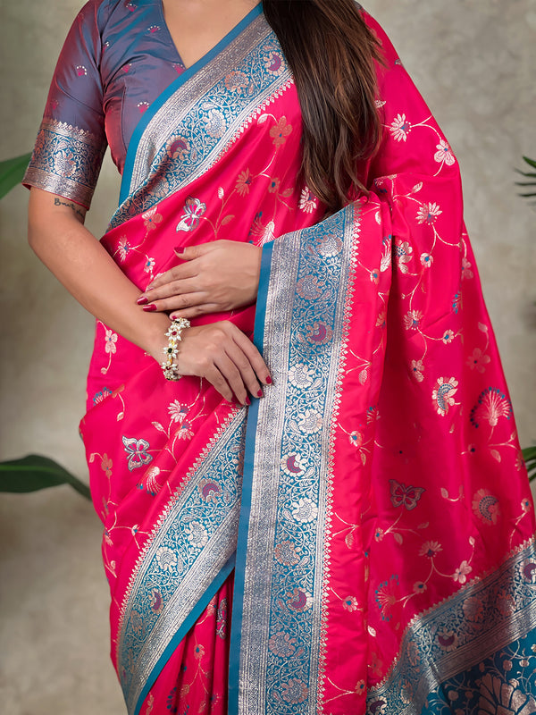 Premium Banarasi Soft Silk Saree With Blouse Piece