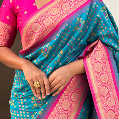 Premium Patola Silk Saree with Meenakari Ikkat Weaves & Blouse Piece