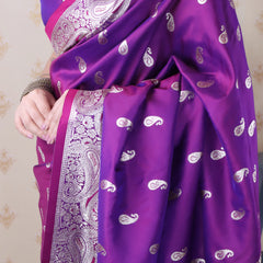 Banarasi Silk Blend Saree with Blouse Piece