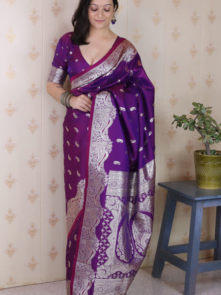Banarasi Silk Blend Saree with Blouse Piece