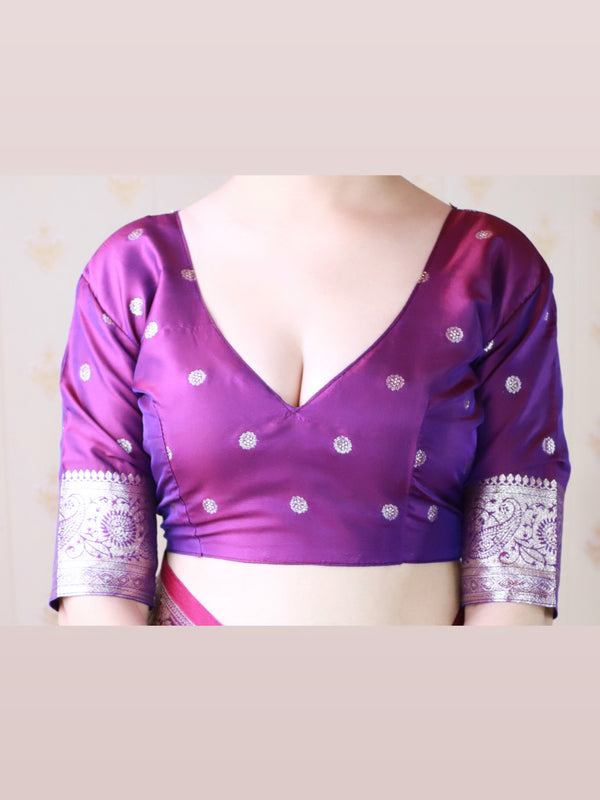 Banarasi Silk Blend Saree with Blouse Piece