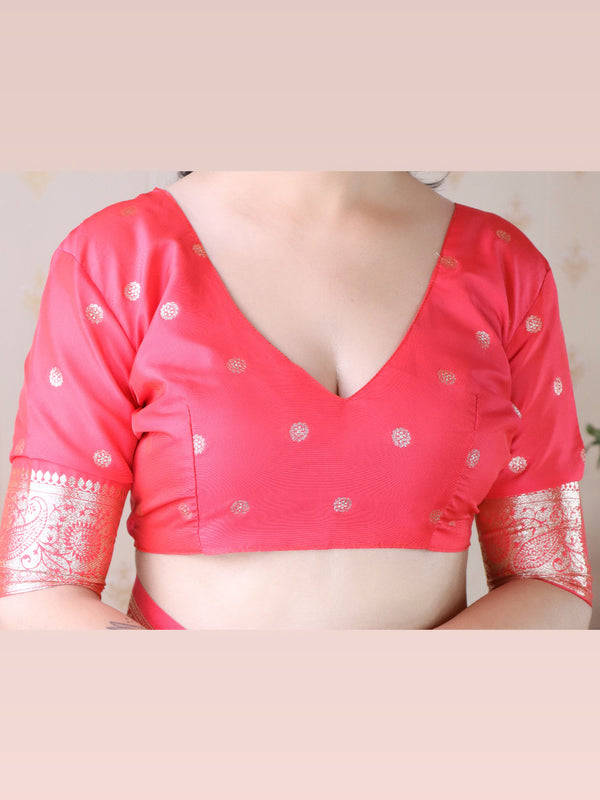 Banarasi Silk Blend Saree with Blouse Piece