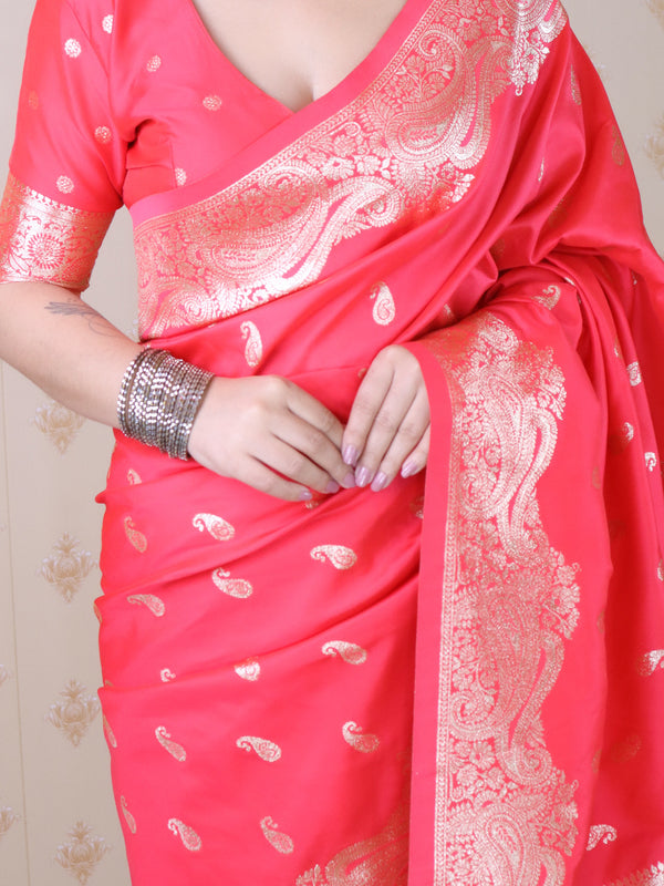 Banarasi Silk Blend Saree with Blouse Piece