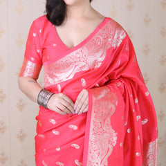 Banarasi Silk Blend Saree with Blouse Piece