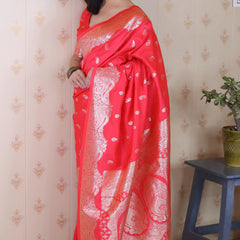 Banarasi Silk Blend Saree with Blouse Piece