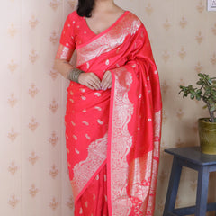 Banarasi Silk Blend Saree with Blouse Piece