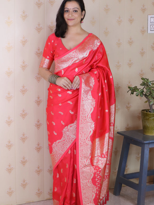 Banarasi Silk Blend Saree with Blouse Piece