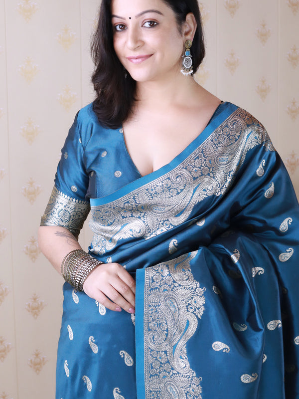 Banarasi Silk Blend Saree with Blouse Piece