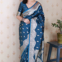 Banarasi Silk Blend Saree with Blouse Piece