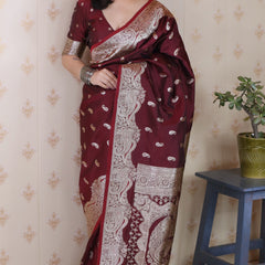 Banarasi Silk Blend Saree with Blouse Piece