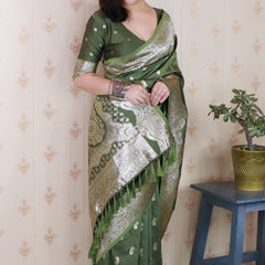 Banarasi Silk Blend Saree with Blouse Piece