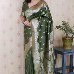 Banarasi Silk Blend Saree with Blouse Piece