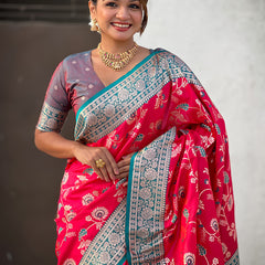 Premium Banarasi Soft Silk Saree With Blouse Piece