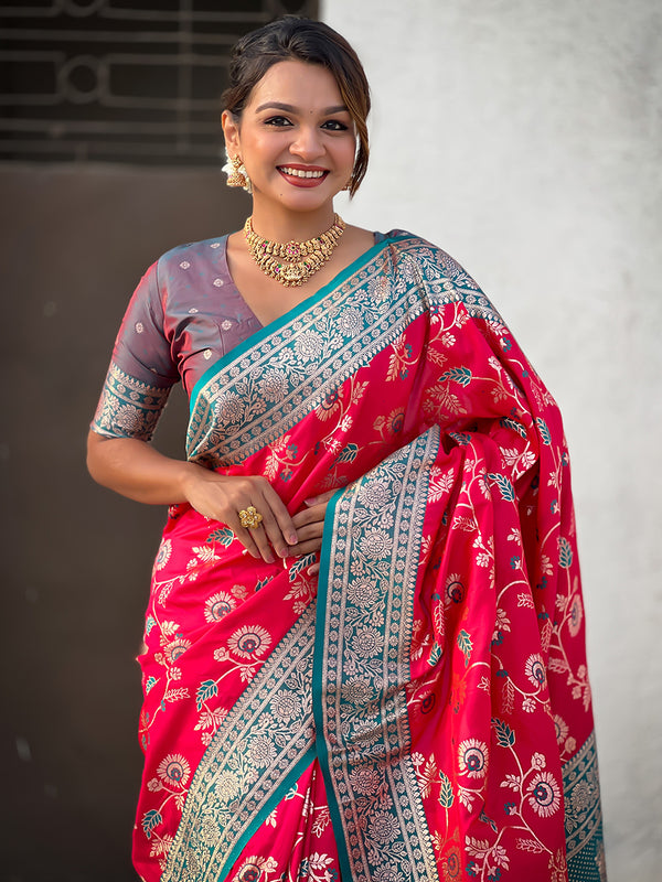 Premium Banarasi Soft Silk Saree With Blouse Piece