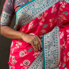 Premium Banarasi Soft Silk Saree With Blouse Piece