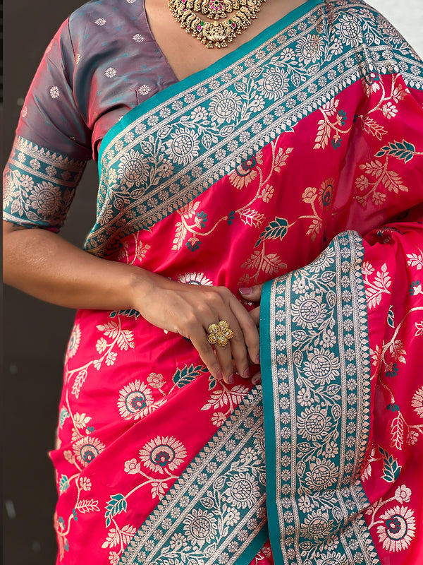 Premium Banarasi Soft Silk Saree With Blouse Piece