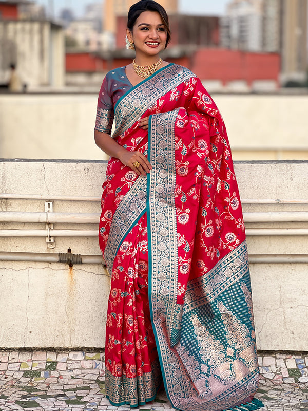 Premium Banarasi Soft Silk Saree With Blouse Piece