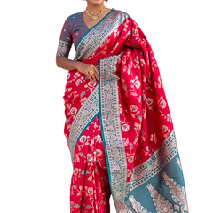 Premium Banarasi Soft Silk Saree With Blouse Piece