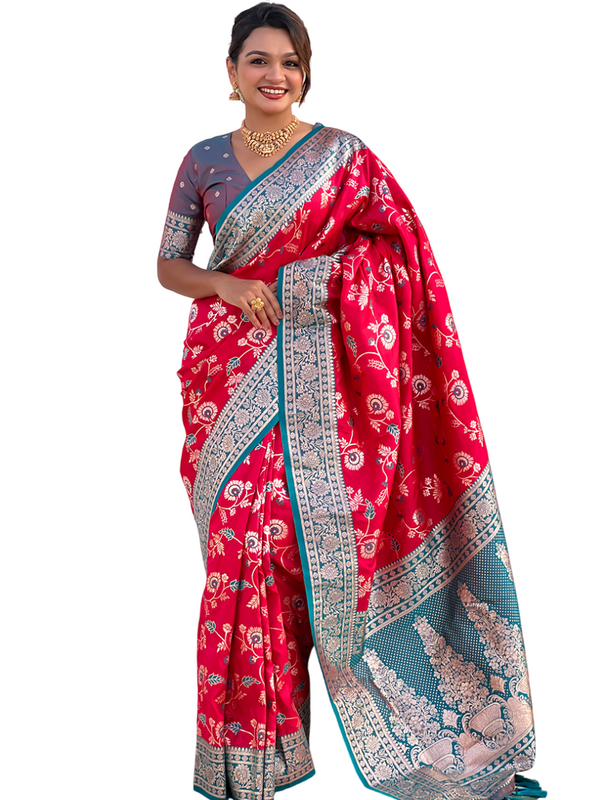 Premium Banarasi Soft Silk Saree With Blouse Piece