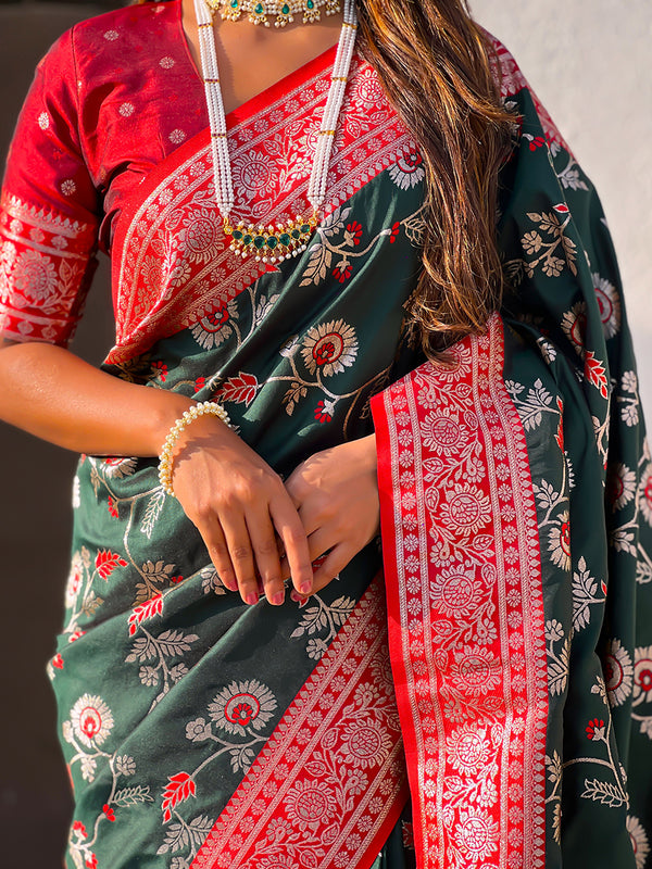 Premium Banarasi Soft Silk Saree With Blouse Piece