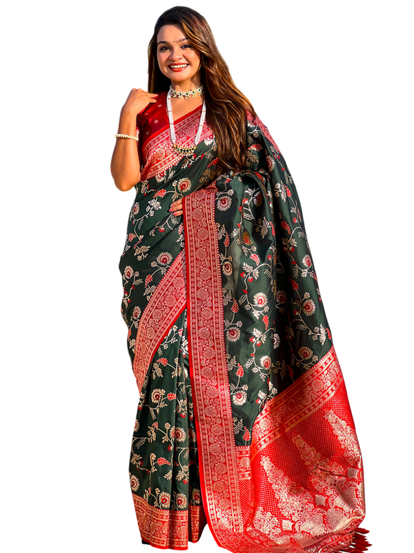 Premium Banarasi Soft Silk Saree With Blouse Piece