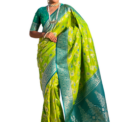 Premium Banarasi Soft Silk Saree With Blouse Piece