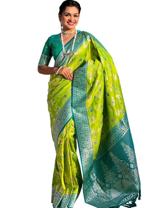 Premium Banarasi Soft Silk Saree With Blouse Piece