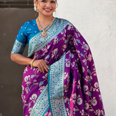 Premium Banarasi Soft Silk Saree With Blouse Piece