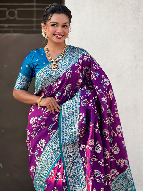 Premium Banarasi Soft Silk Saree With Blouse Piece