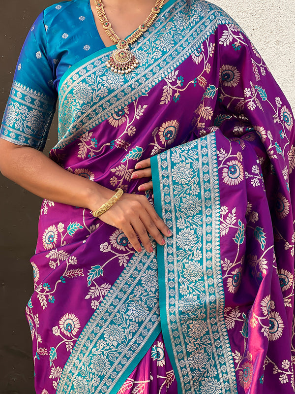 Premium Banarasi Soft Silk Saree With Blouse Piece