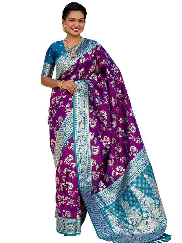 Premium Banarasi Soft Silk Saree With Blouse Piece