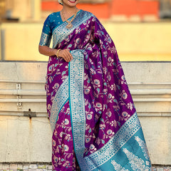Premium Banarasi Soft Silk Saree With Blouse Piece