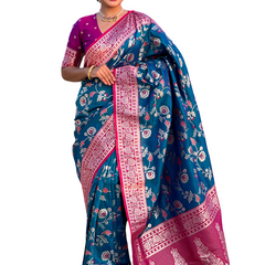 Premium Banarasi Soft Silk Saree With Blouse Piece