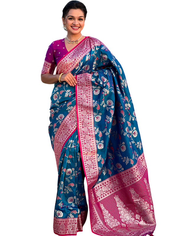 Premium Banarasi Soft Silk Saree With Blouse Piece