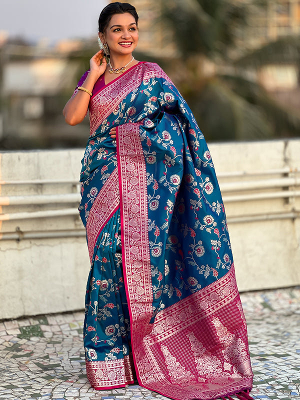 Premium Banarasi Soft Silk Saree With Blouse Piece