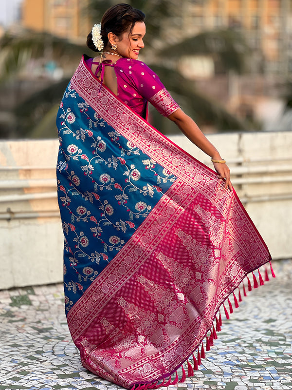 Premium Banarasi Soft Silk Saree With Blouse Piece