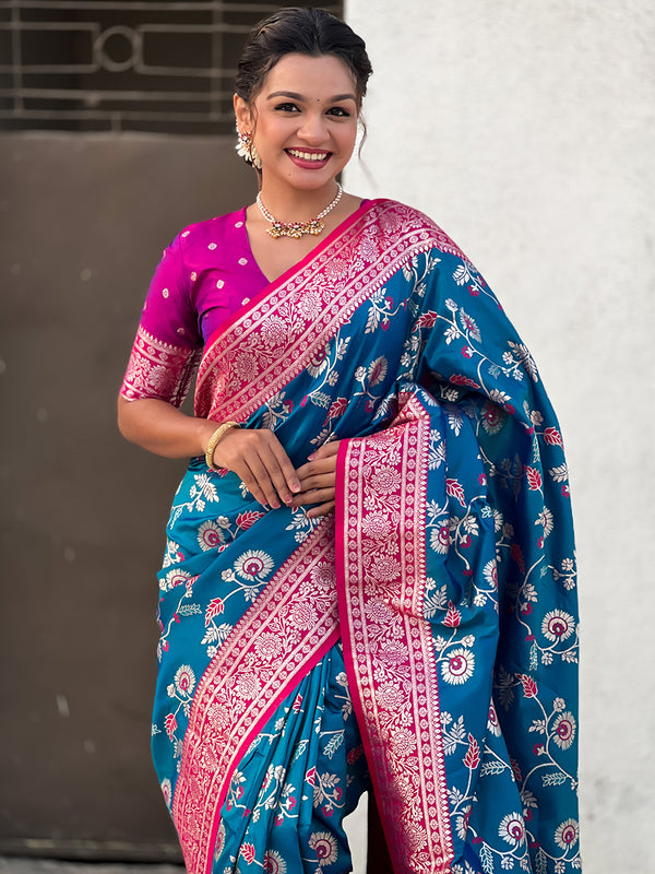 Premium Banarasi Soft Silk Saree With Blouse Piece