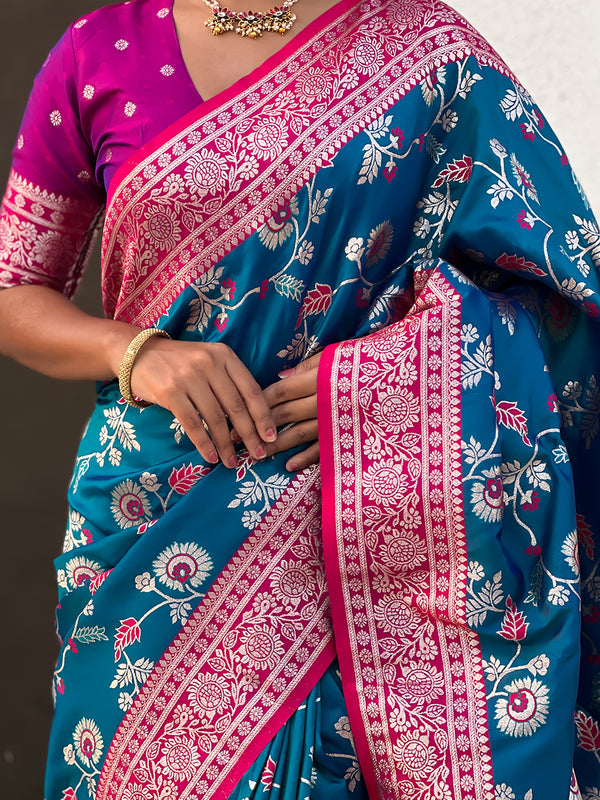 Premium Banarasi Soft Silk Saree With Blouse Piece