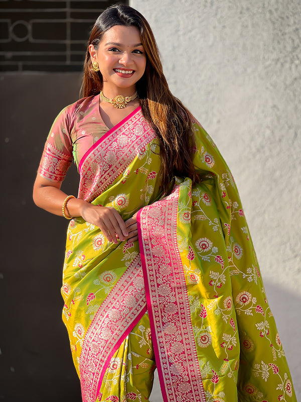 Premium Banarasi Soft Silk Saree With Blouse Piece