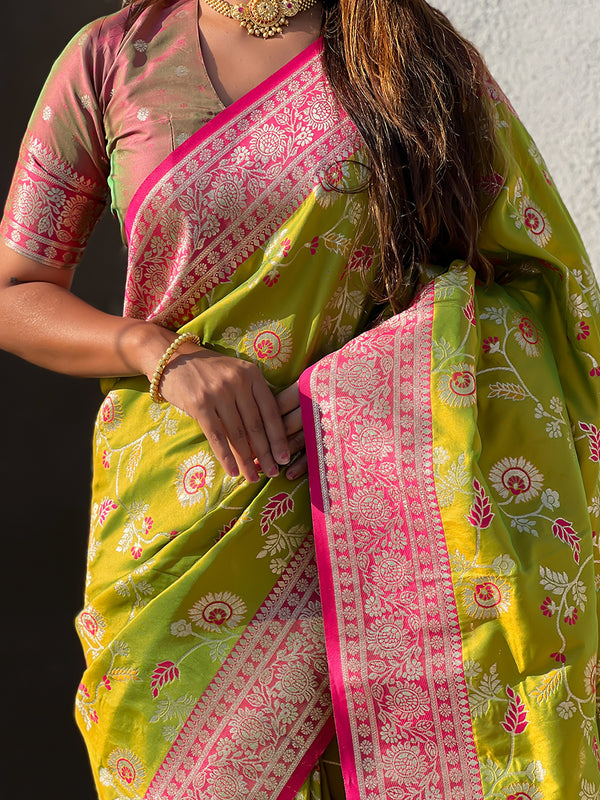 Premium Banarasi Soft Silk Saree With Blouse Piece