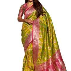 Premium Banarasi Soft Silk Saree With Blouse Piece