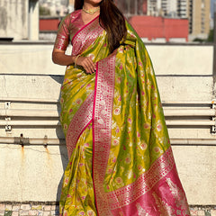 Premium Banarasi Soft Silk Saree With Blouse Piece